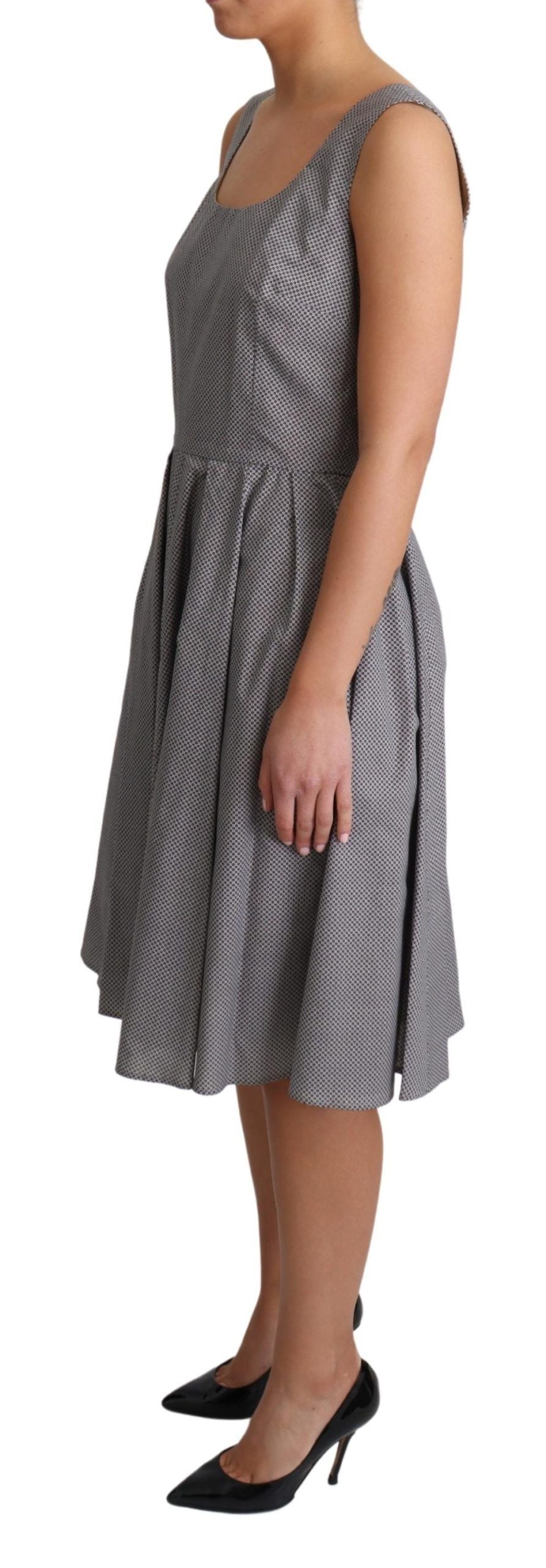 Robe trapèze Dolce & Gabbana en coton géométrique bleu beige