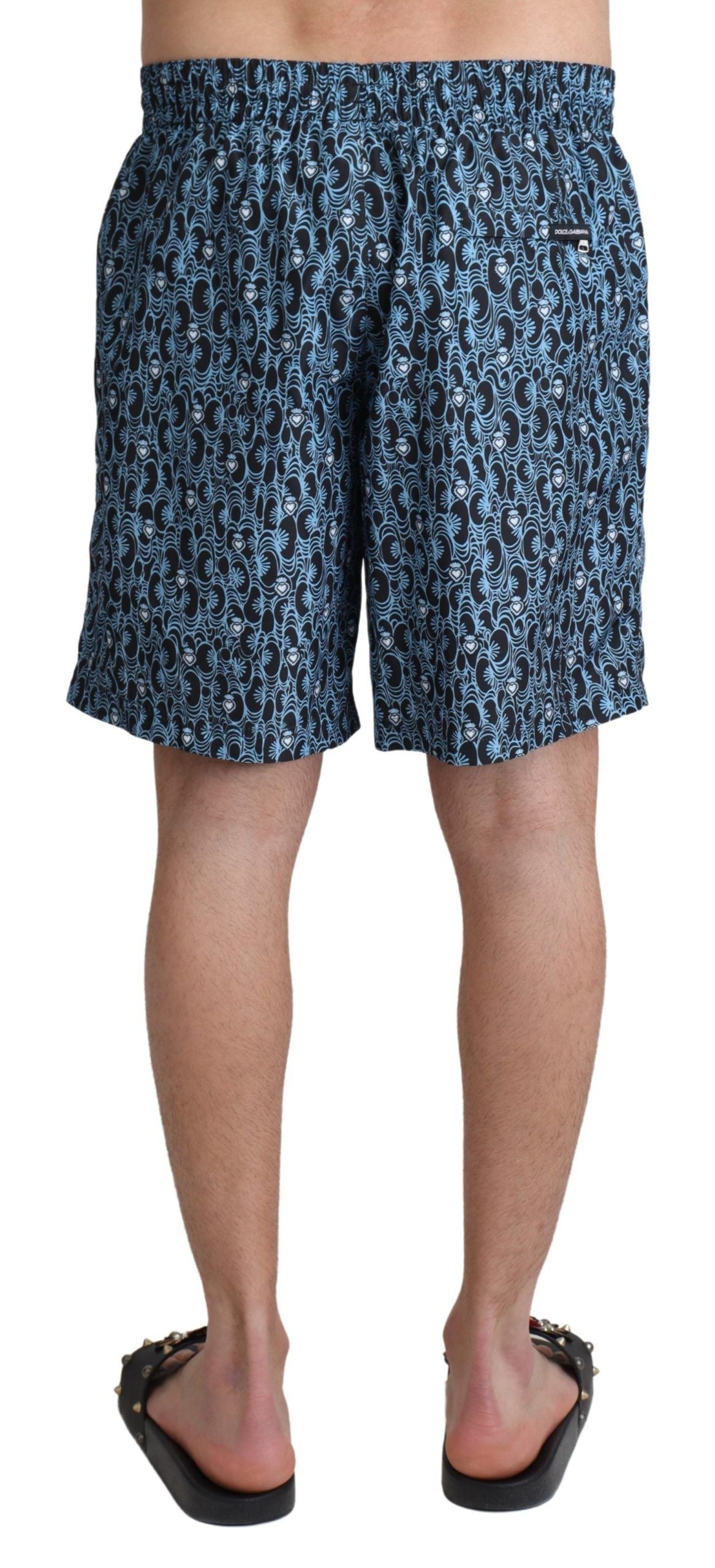 Shorts de bain imprimé à motifs bleus Dolce & Gabbana