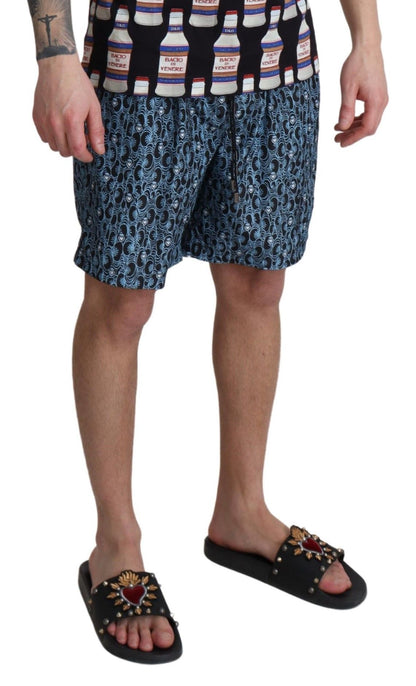 Shorts de bain imprimé à motifs bleus Dolce & Gabbana