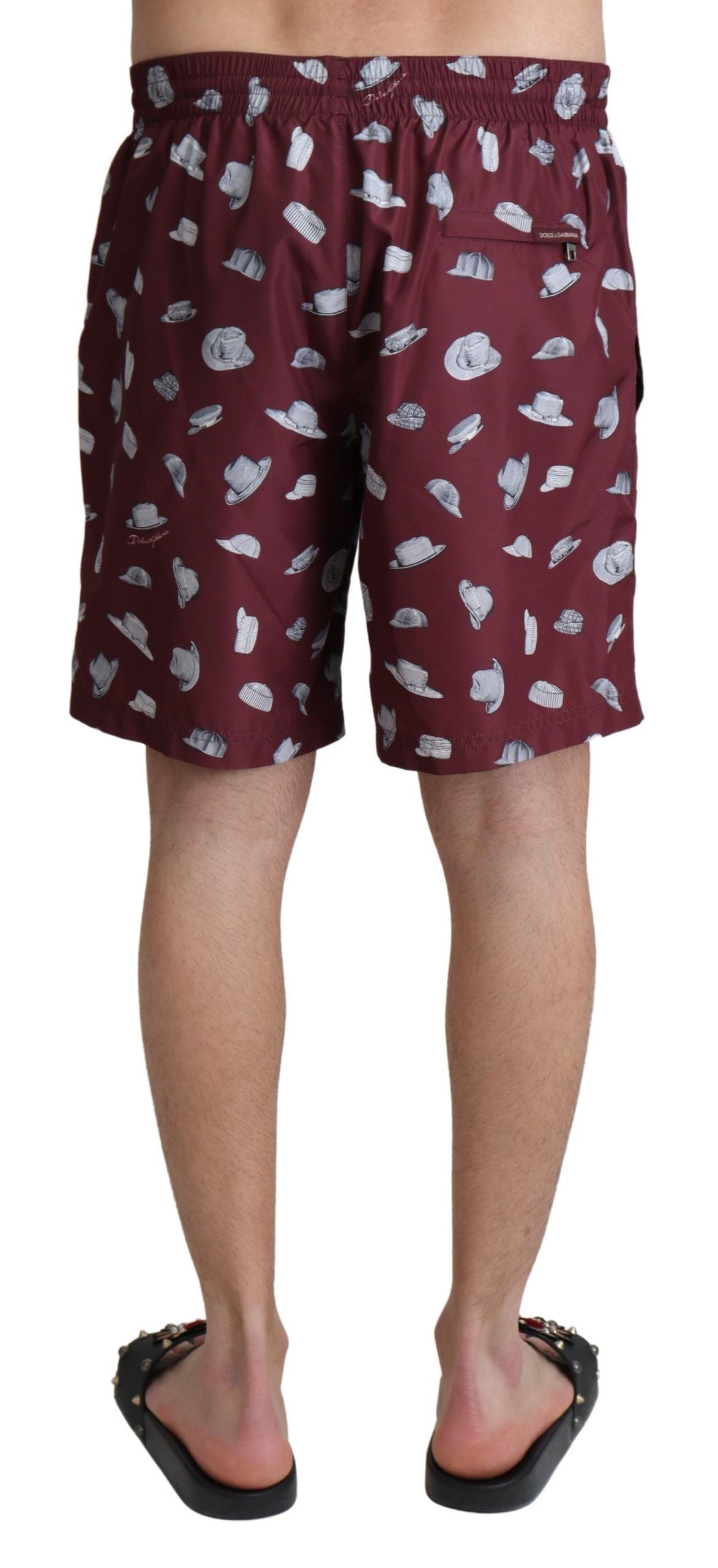 Short de bain Dolce & Gabbana motif chapeaux marrons