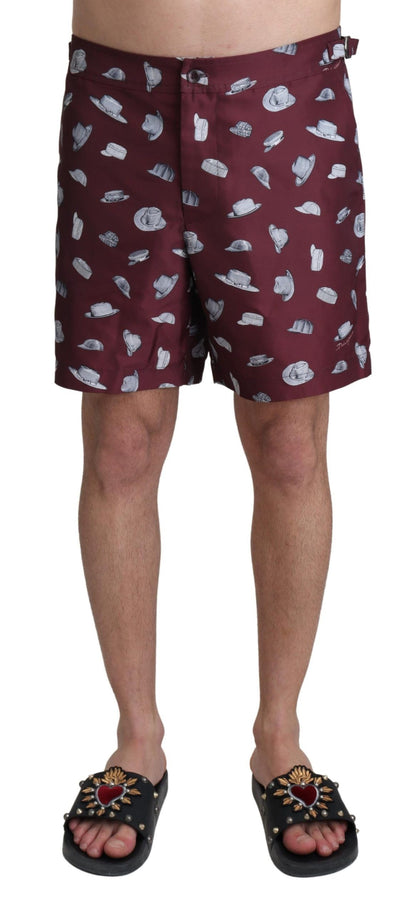 Shorts de bain Dolce & Gabbana marron à imprimé chapeaux