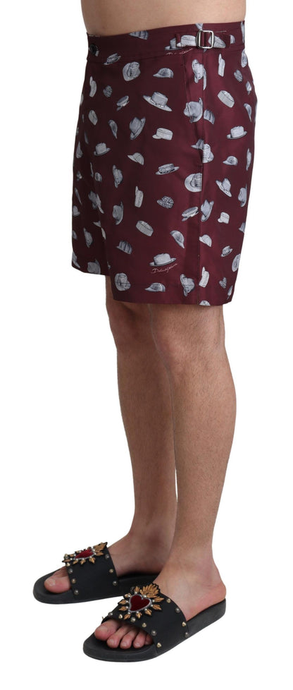 Shorts de bain Dolce & Gabbana marron à imprimé chapeaux