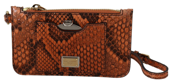 Cartera de mano con monedero de cuero marrón y espejo Dolce & Gabbana AGNESE