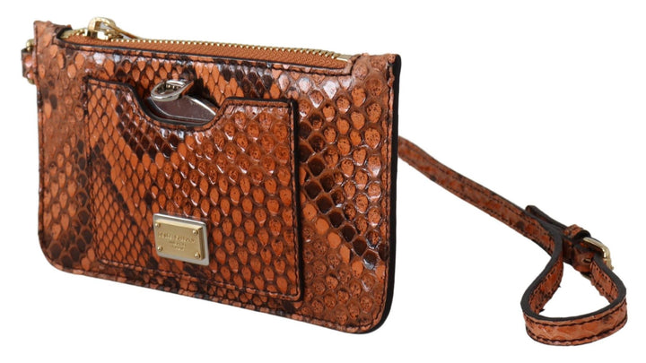 Cartera de mano con monedero de cuero marrón y espejo Dolce & Gabbana AGNESE