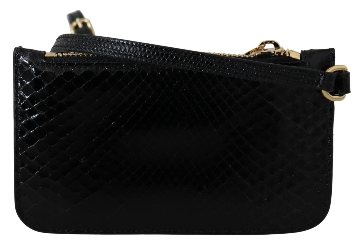 Dolce & Gabbana Porte-monnaie en cuir noir Pochette de poignet Miroir Agnese