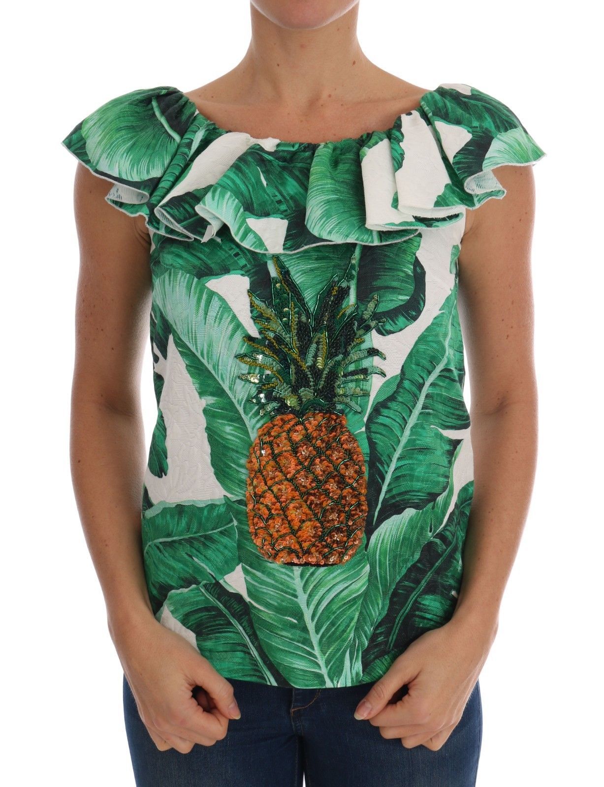 Haut-blouse Dolce & Gabbana en sequins Ananas Banane