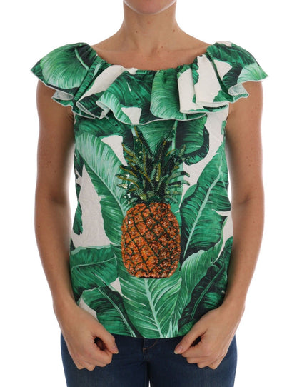 Haut-blouse Dolce & Gabbana en sequins Ananas Banane