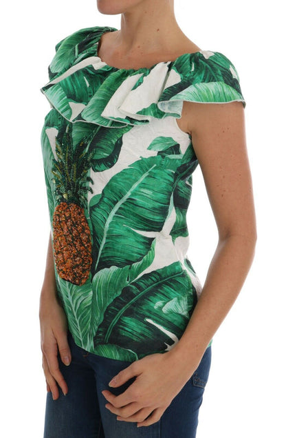 Haut-blouse Dolce & Gabbana en sequins Ananas Banane