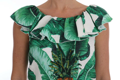 Haut-blouse Dolce & Gabbana en sequins Ananas Banane