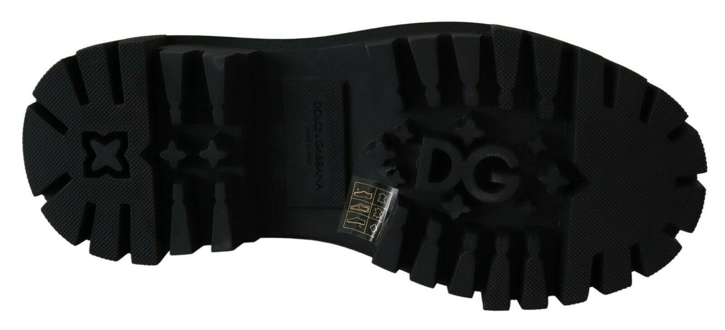 Bottes de combat Dolce & Gabbana en cuir noir à cristaux