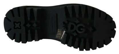 Bottes de combat Dolce & Gabbana en cuir noir à cristaux