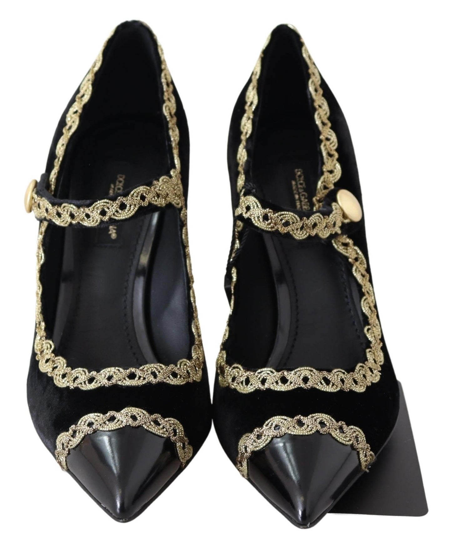 Escarpins Babies Dolce & Gabbana en Velours Noir et Or