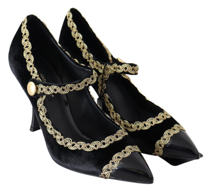 Escarpins Babies Dolce & Gabbana en Velours Noir et Or