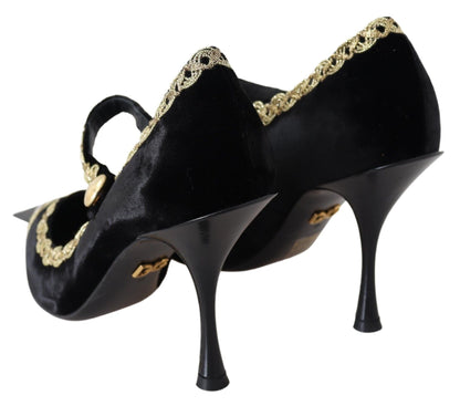 Escarpins Babies Dolce & Gabbana en Velours Noir et Or