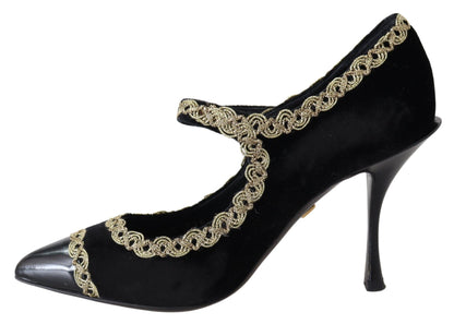 Escarpins Babies Dolce & Gabbana en Velours Noir et Or