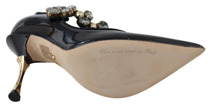 Zapatos de tacón Dolce & Gabbana Mary Jane de cuero negro con cristales