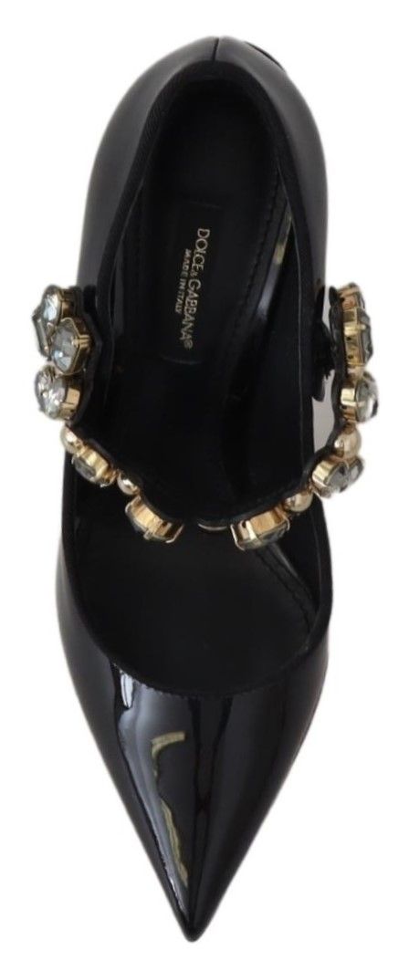 Zapatos de tacón Dolce & Gabbana Mary Jane de cuero negro con cristales