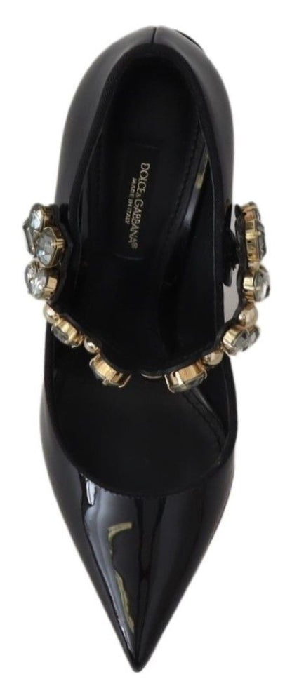 Zapatos de tacón Dolce & Gabbana Mary Jane de cuero negro con cristales