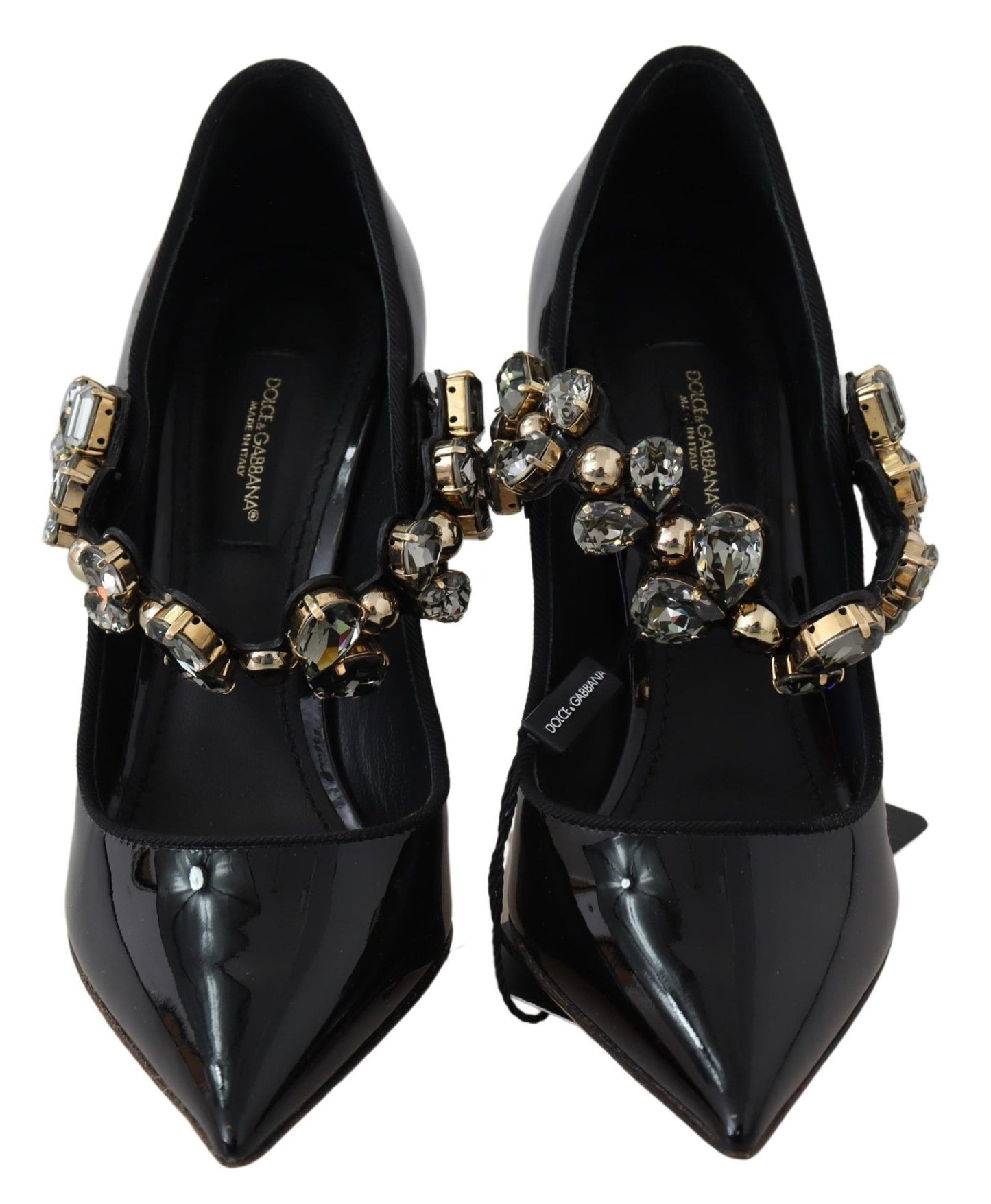 Zapatos de tacón Dolce & Gabbana Mary Jane de cuero negro con cristales