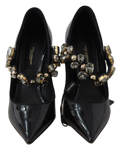 Zapatos de tacón Dolce & Gabbana Mary Jane de cuero negro con cristales