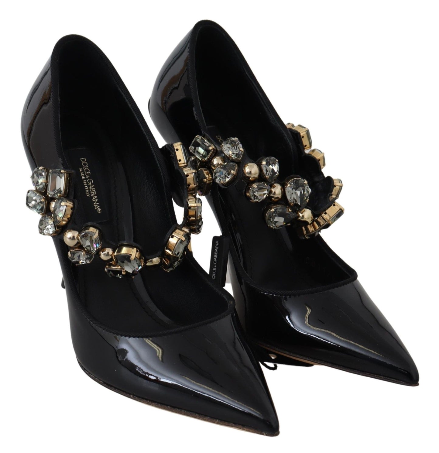 Zapatos de tacón Dolce & Gabbana Mary Jane de cuero negro con cristales
