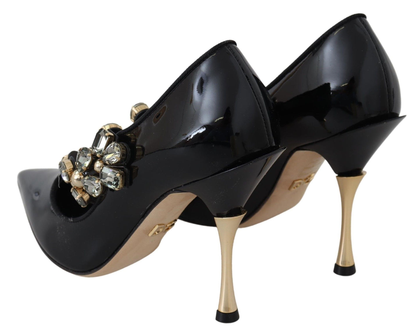 Zapatos de tacón Dolce & Gabbana Mary Jane de cuero negro con cristales