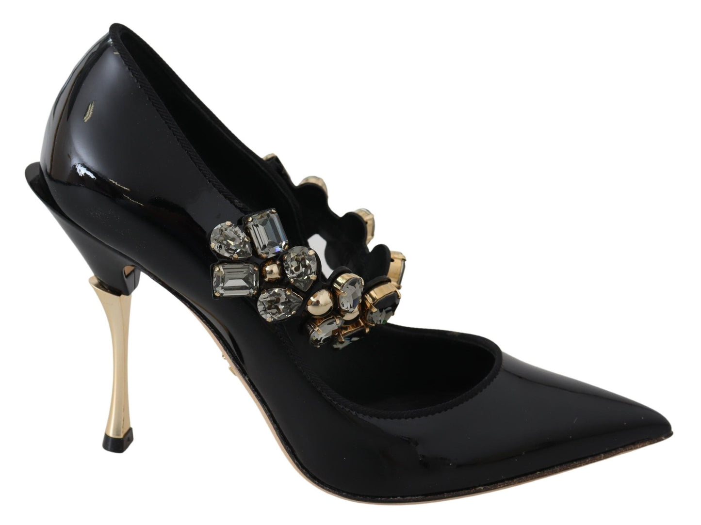 Zapatos de tacón Dolce & Gabbana Mary Jane de cuero negro con cristales