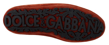Mocassins en cuir orange et couronne en cristal Dolce & Gabbana