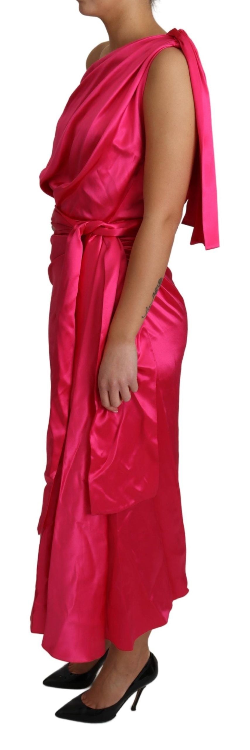 Robe Dolce & Gabbana Rose Coupe Ajustée Asymétrique Longueur Midi