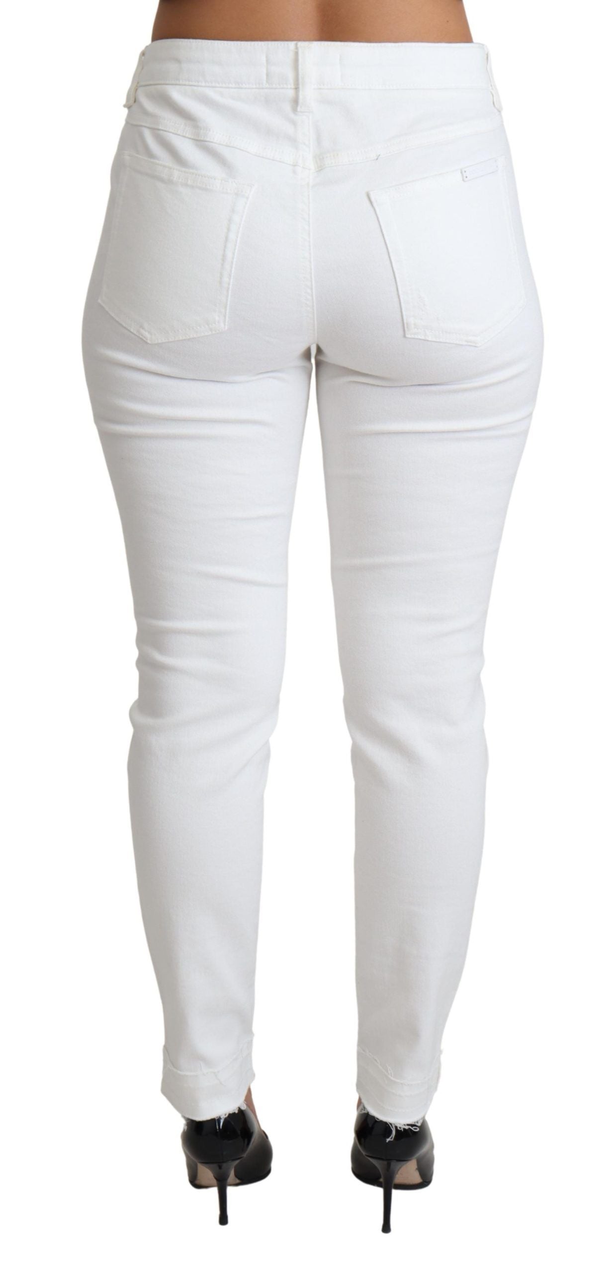 Jean skinny stretch en coton blanc déchiré Dolce & Gabbana