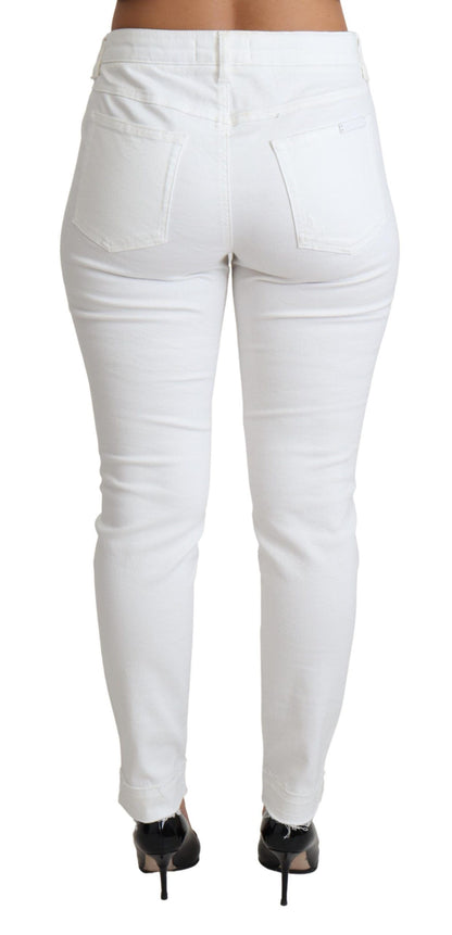 Jean skinny stretch en coton blanc déchiré Dolce & Gabbana