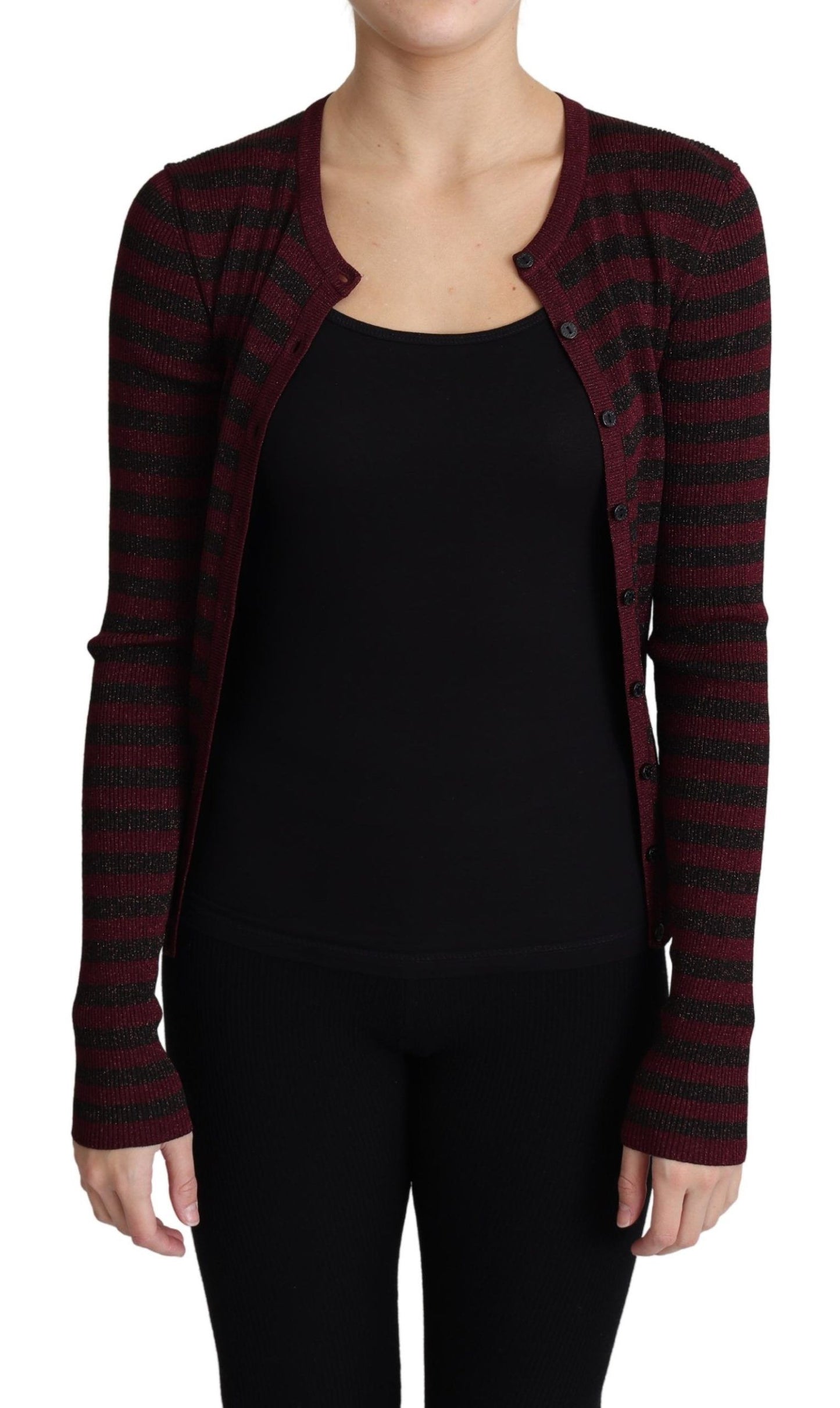 Cardigan en Viscose Rayé Noir et Rouge Dolce & Gabbana