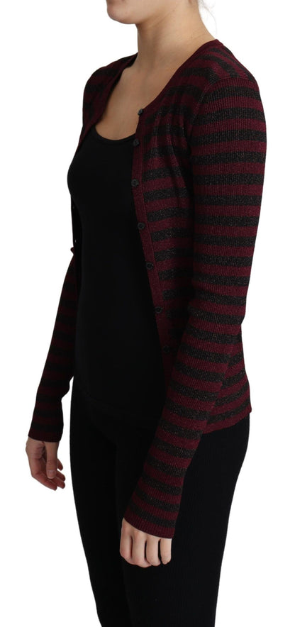 Cardigan en Viscose Rayé Noir et Rouge Dolce & Gabbana