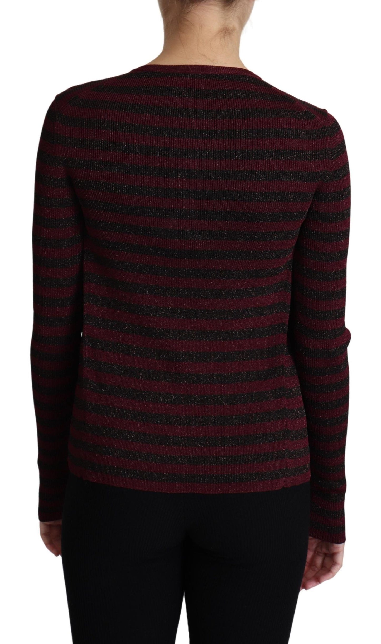 Cardigan en Viscose Rayé Noir et Rouge Dolce & Gabbana