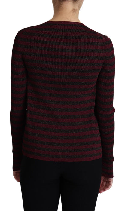 Cardigan en Viscose Rayé Noir et Rouge Dolce & Gabbana