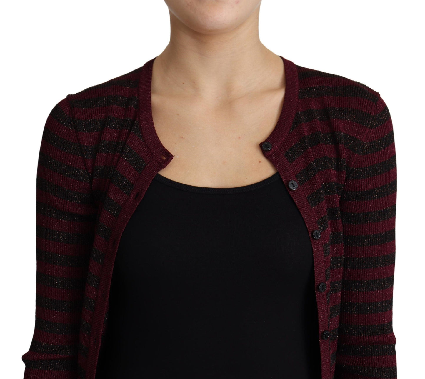 Cardigan en Viscose Rayé Noir et Rouge Dolce & Gabbana