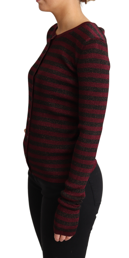 Cardigan en Viscose Rayé Noir et Rouge Dolce & Gabbana