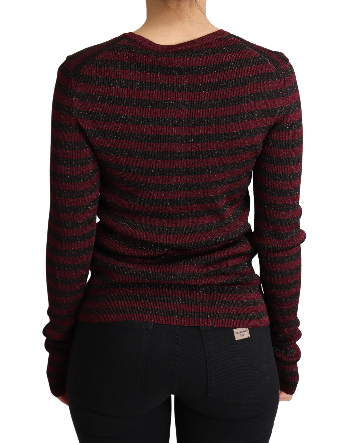 Cardigan en Viscose Rayé Noir et Rouge Dolce & Gabbana