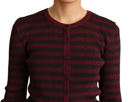 Cardigan en Viscose Rayé Noir et Rouge Dolce & Gabbana