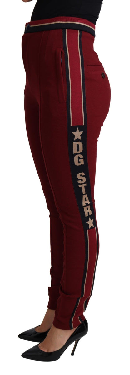 Pantalon skinny en coton rayé rouge DG Star Dolce & Gabbana