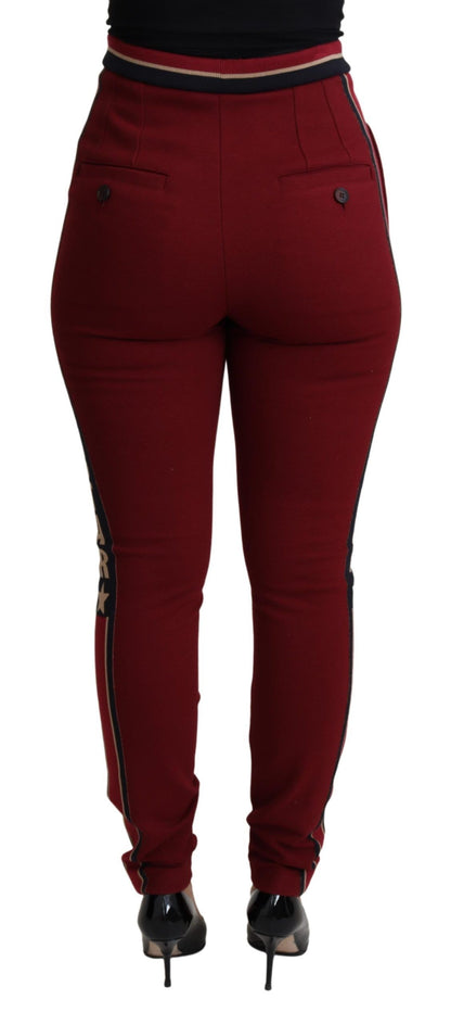 Pantalon skinny en coton rayé rouge DG Star Dolce & Gabbana