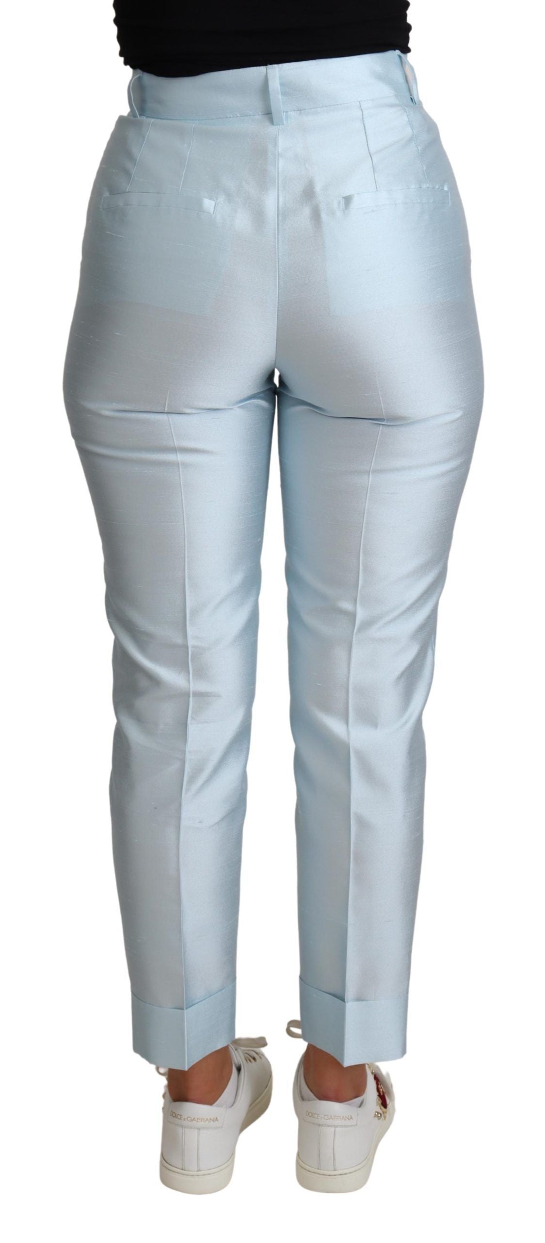 Pantalon cigarette court en soie bleu clair Dolce & Gabbana