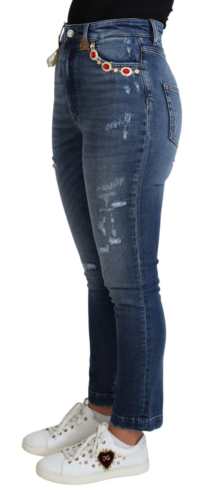 Jean skinny en coton Dolce & Gabbana bleu orné