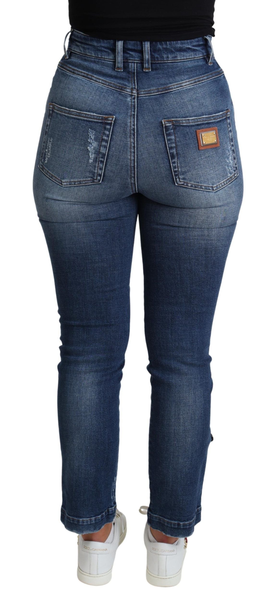 Jean skinny en coton Dolce & Gabbana bleu orné
