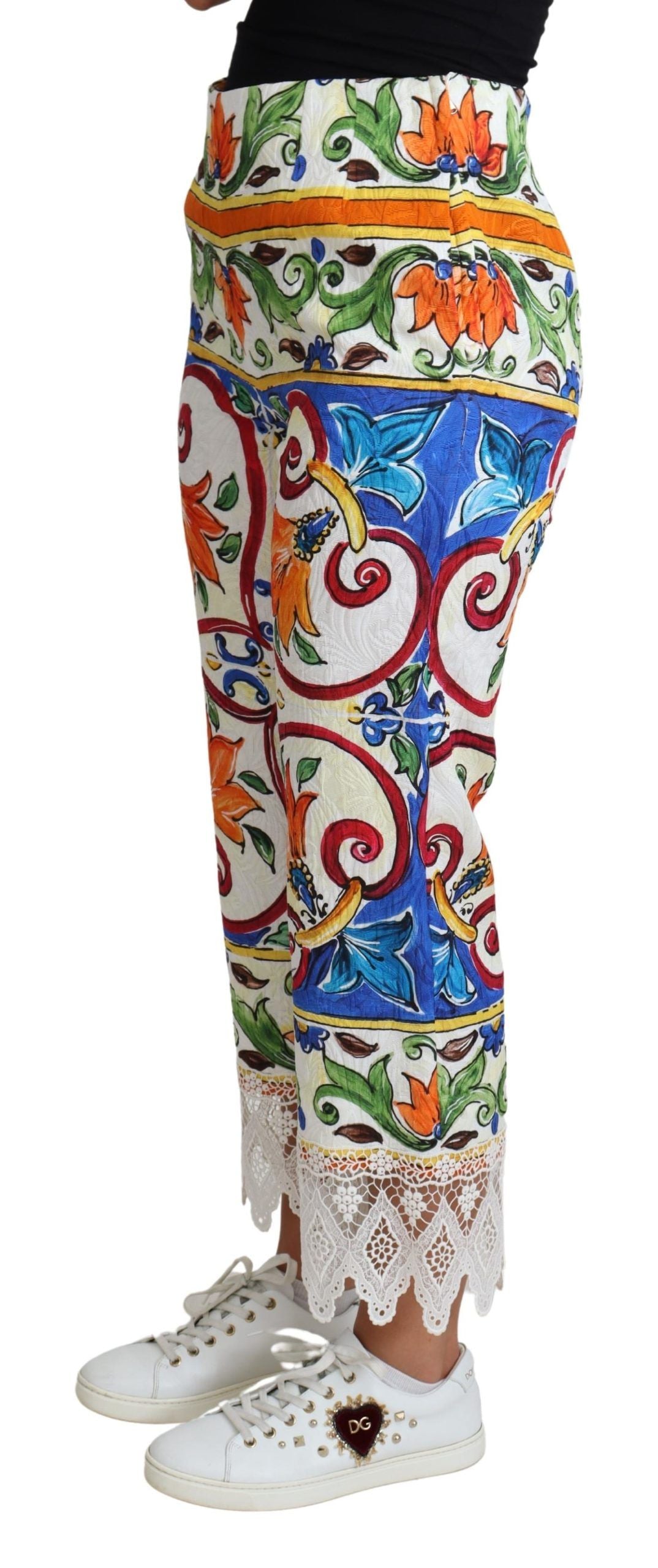 Pantalon en coton imprimé Majolique multicolore Dolce & Gabbana