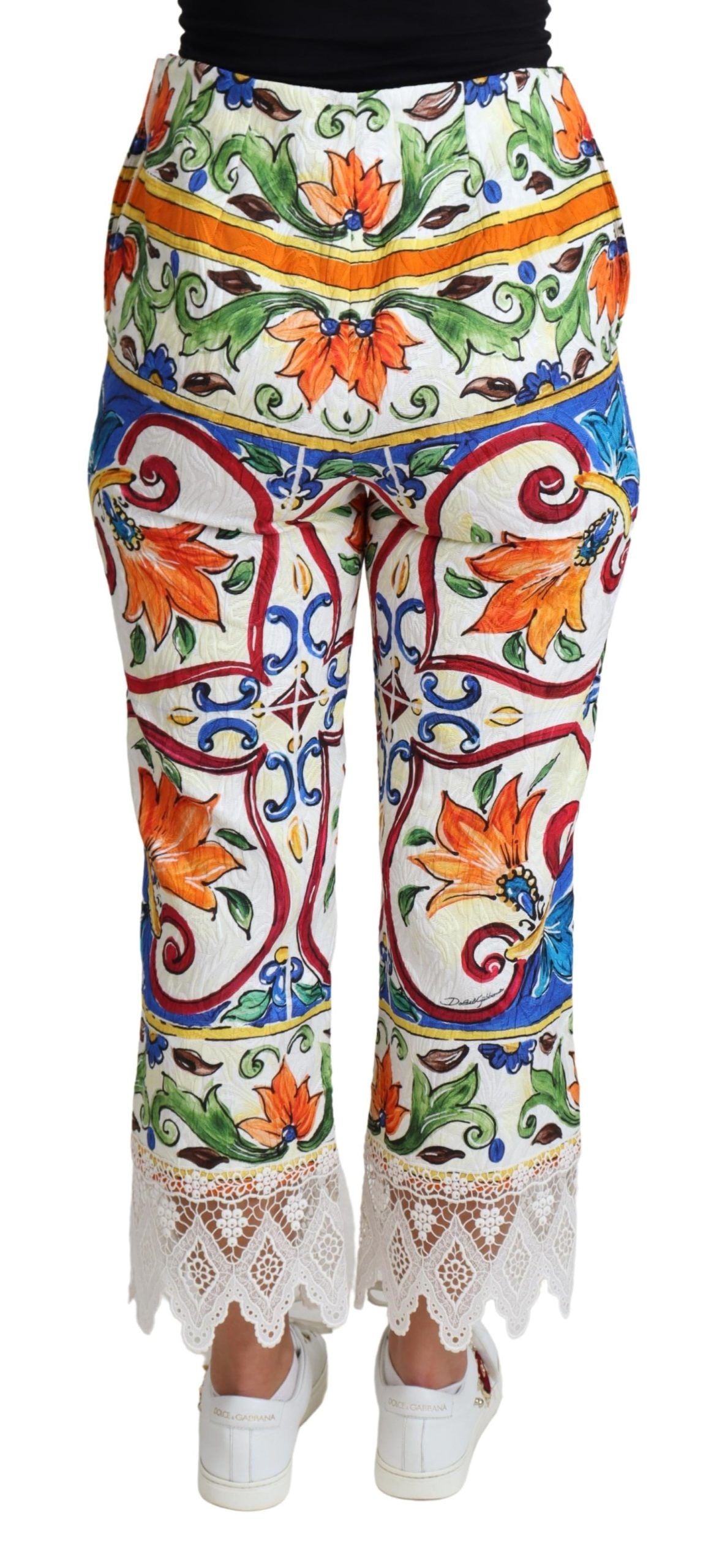 Pantalon en coton imprimé Majolique multicolore Dolce & Gabbana