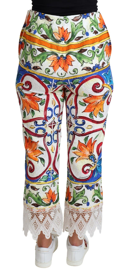 Pantalon en coton imprimé Majolique multicolore Dolce & Gabbana