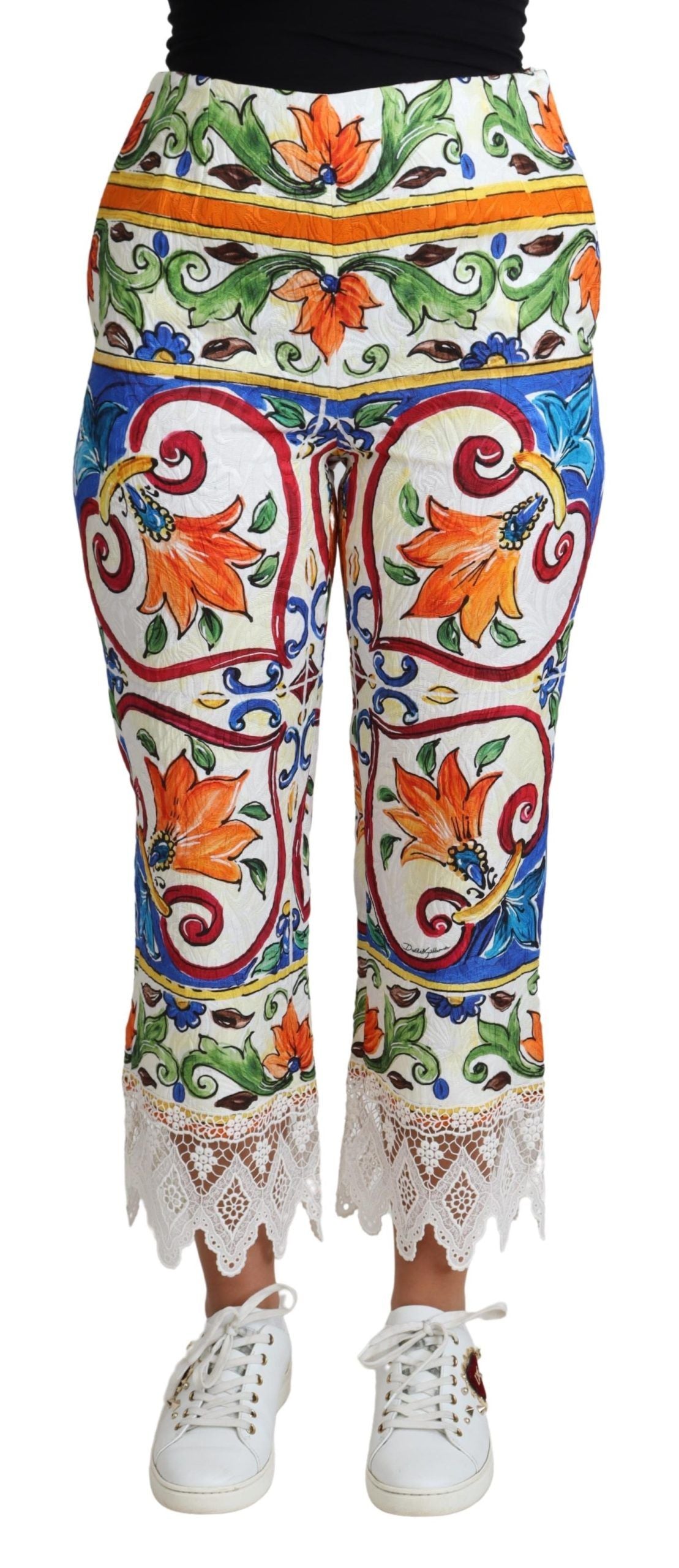 Pantalon en coton imprimé Majolique multicolore Dolce & Gabbana