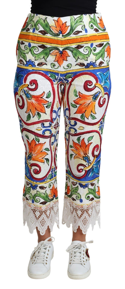 Pantalon en coton imprimé Majolique multicolore Dolce & Gabbana