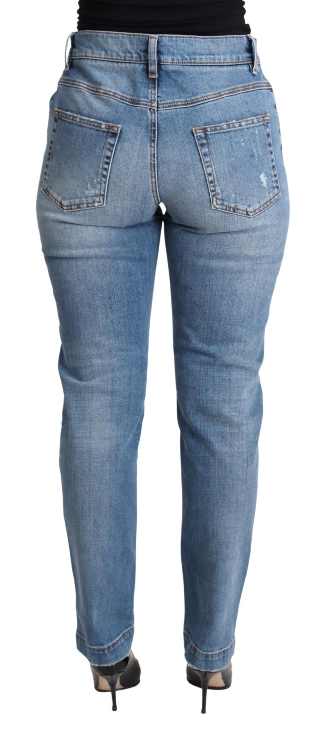 Jean slim Dolce & Gabbana en denim de coton mélangé bleu déchiré